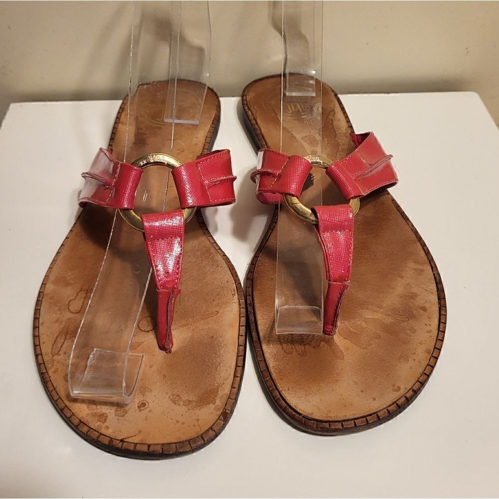 SPECIAL! Lilly Pulitzer McKim Hot Pink Patent Leather Thong Sandals sz.6 $128